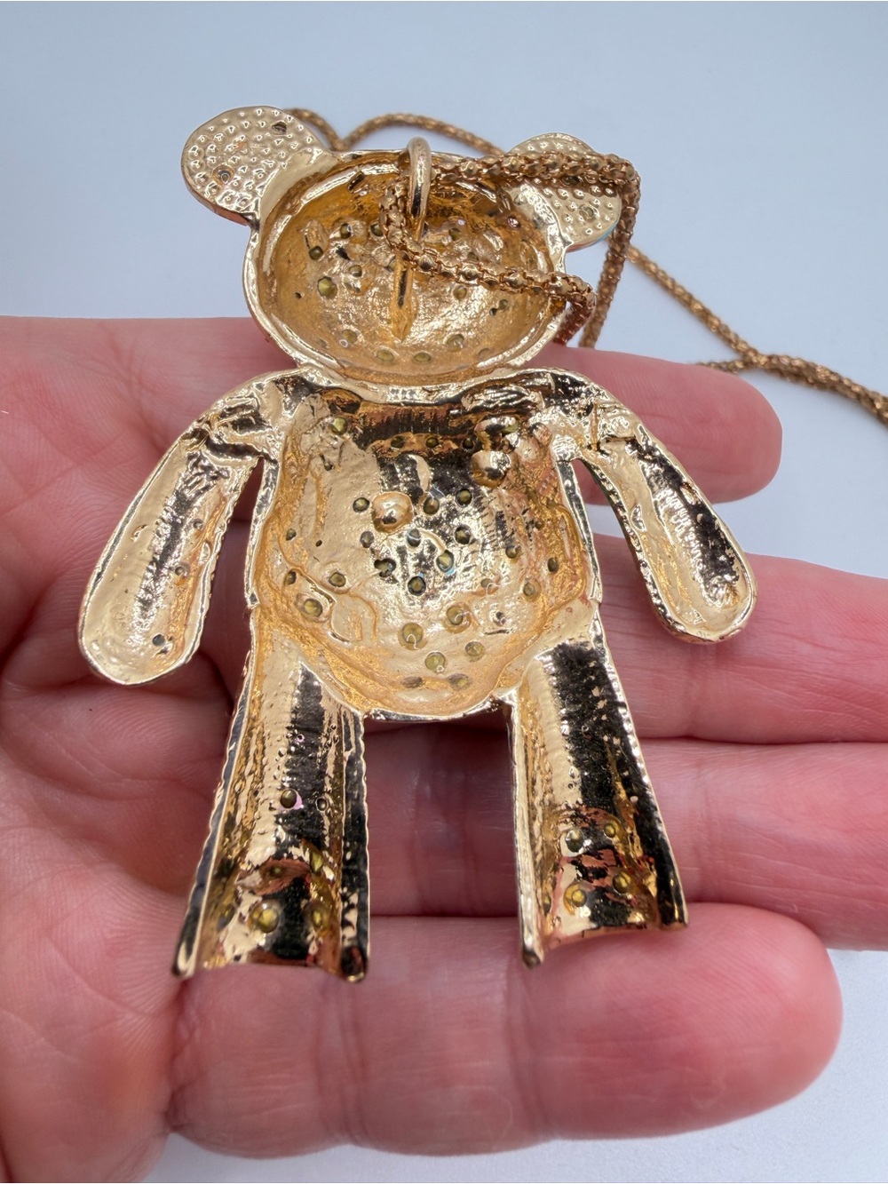 24" BETSEY JOHNSON Pastel Shades Rhinestone bear necklace! - Picture 9 of 17